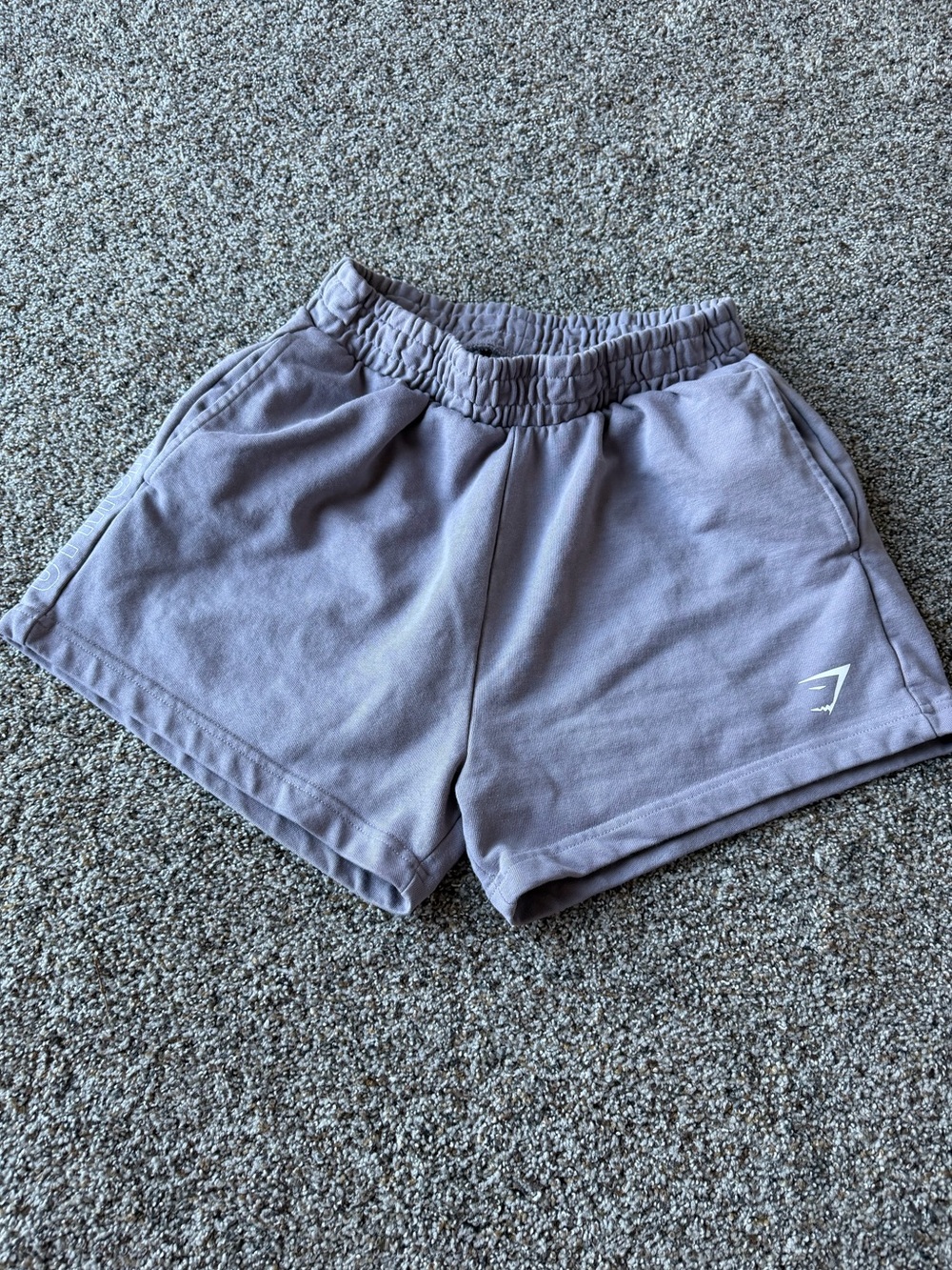 Gymshark Women's M Lavender Gray Graphic Sweat Shorts Logo Lounge Gym